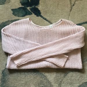 Pink open back pullover sweater